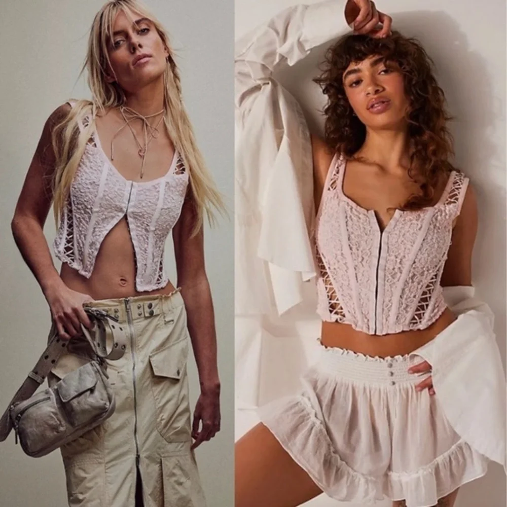 Free People Intimately Vita Corset Lace Light Pink Size Small